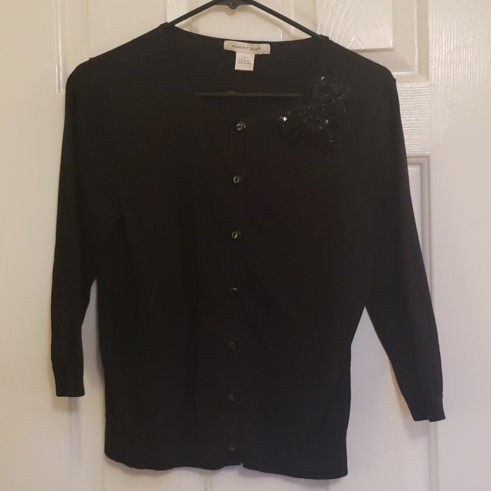 Womens Cardigan with Sequin Bow detail
